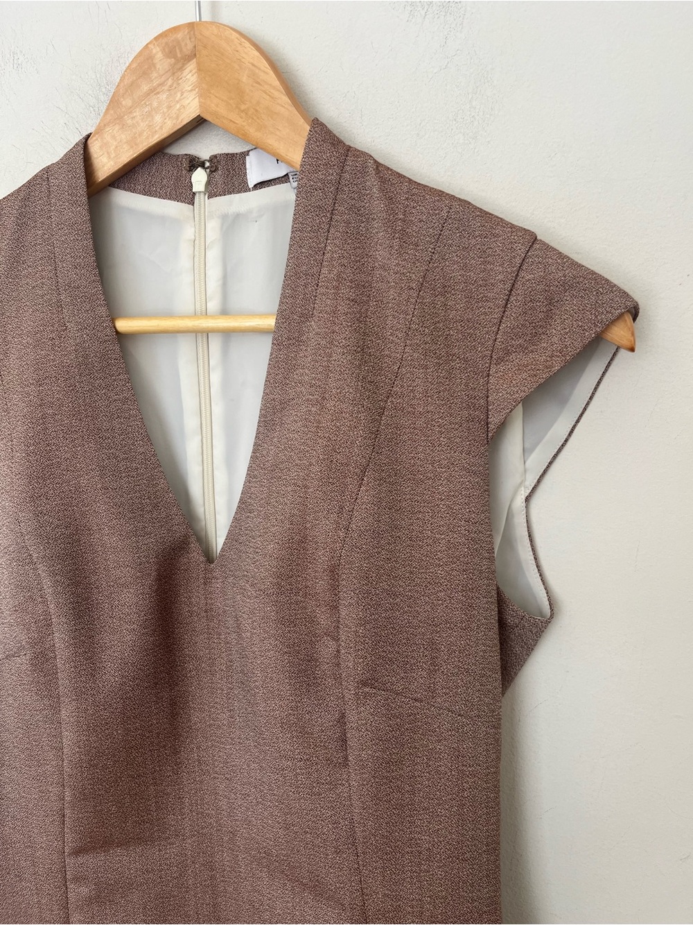 Reiss Turner Wool Sheath Dress Taupe Brown US 6 - Picture 3 of 9